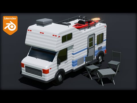 Low Poly Campervan 🚐 Relaxing Modeling Timelapse (Blender)