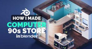 Isometric 90’s Computer Store in Blender – Full Process