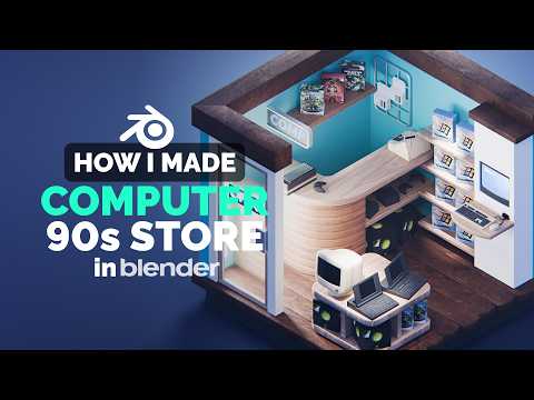 Isometric 90’s Computer Store in Blender – Full Process