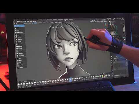 Sculpting a Girl in Blender – 3D Modeling Timelapse (Black and White)