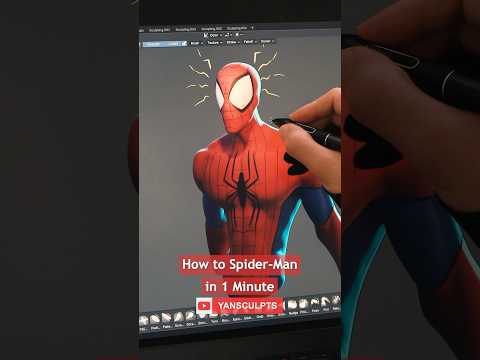 How to sculpt Spider-Man in 1 minute ✍️🕷️⭐️.. #blender3d #sculpting #spiderman