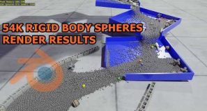 Render Results Yesterday’s Video 54K Rigid Body Spheres Blender