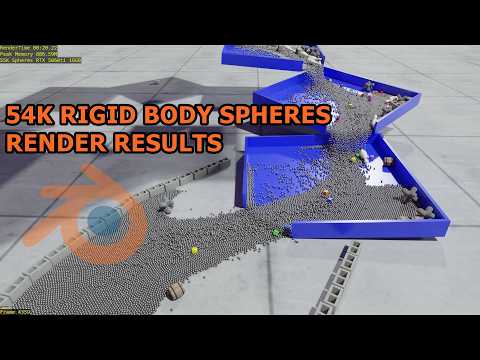 Render Results Yesterday’s Video 54K Rigid Body Spheres Blender